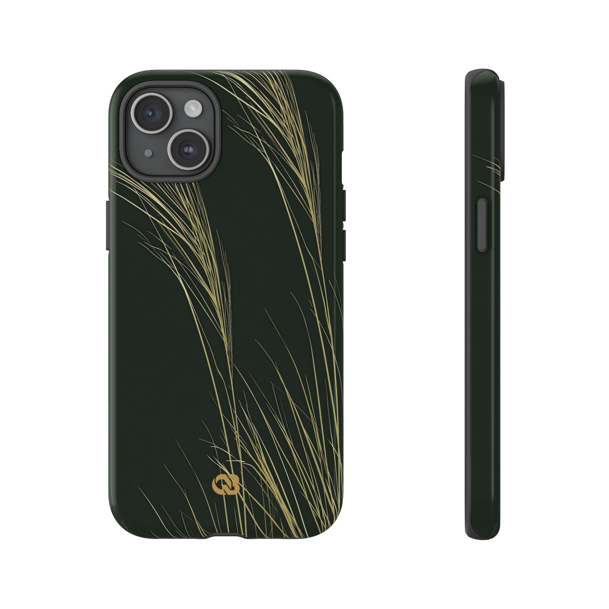 Green Tough Phone Case for iPhone - Midnight Gilded Grass