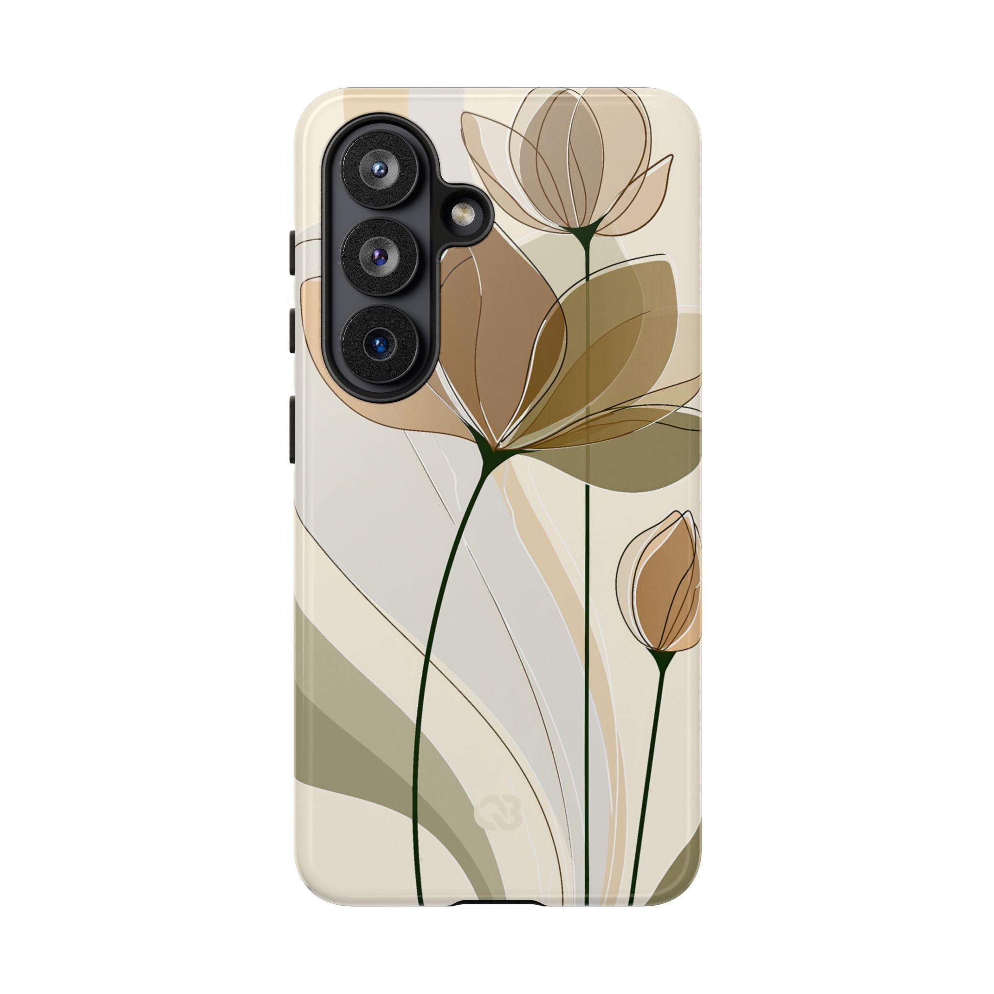 Beige Tough Phone Case for Samsung - Muted Ochre Petals