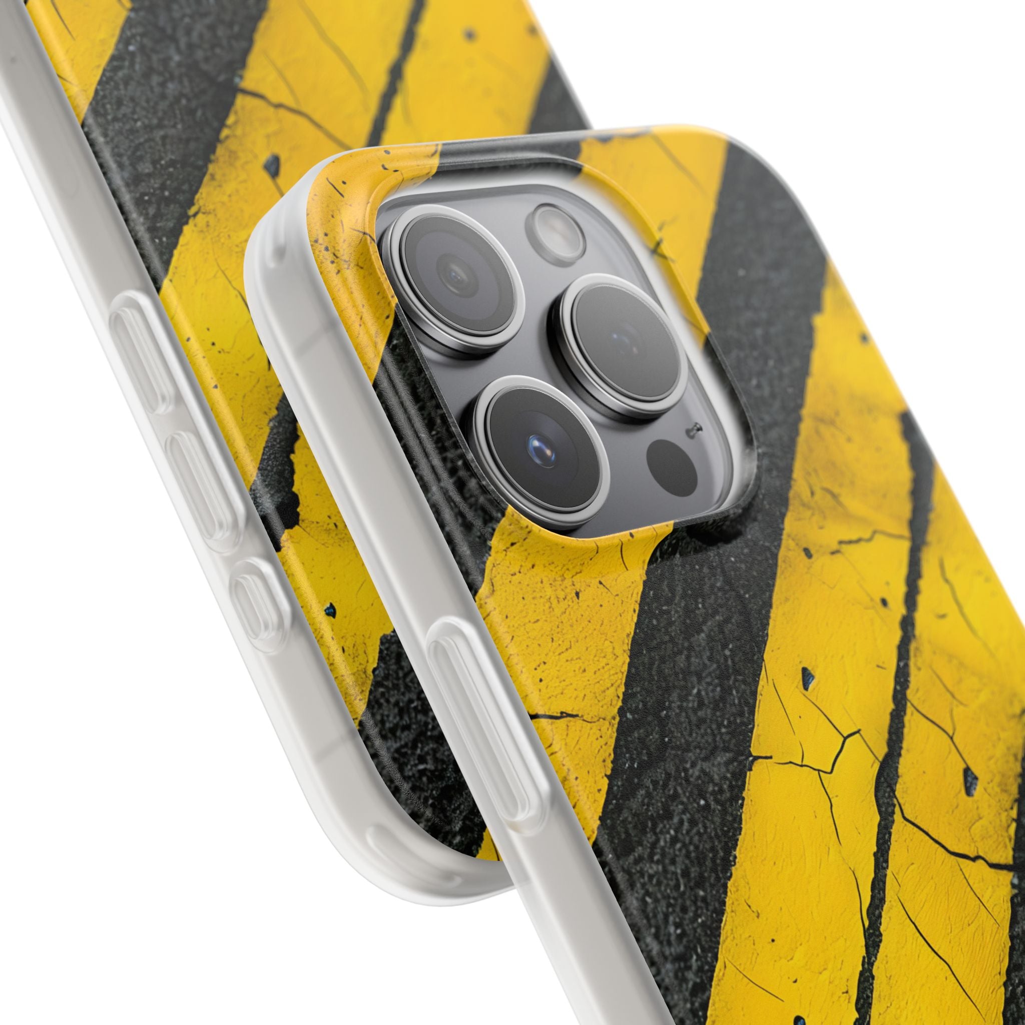 Yellow Stripe Distress iPhone 15 Pro Case - Soft