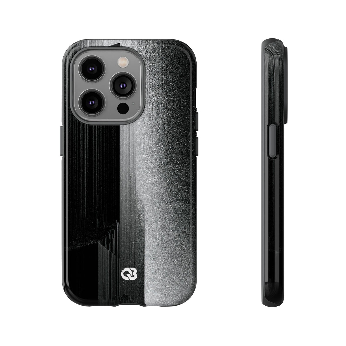 Black Tough Phone Case for iPhone - Brutalist Pixel Monolith