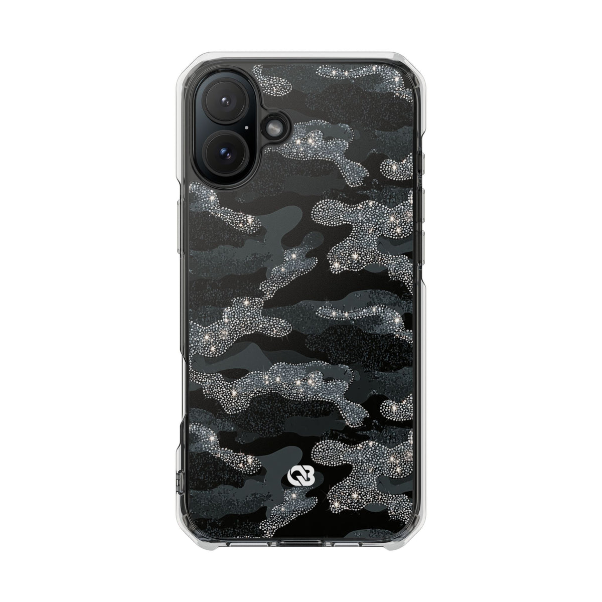 Glitter Shadow Camo · Clear Impact Magnetic Phone Case for iPhone · Black