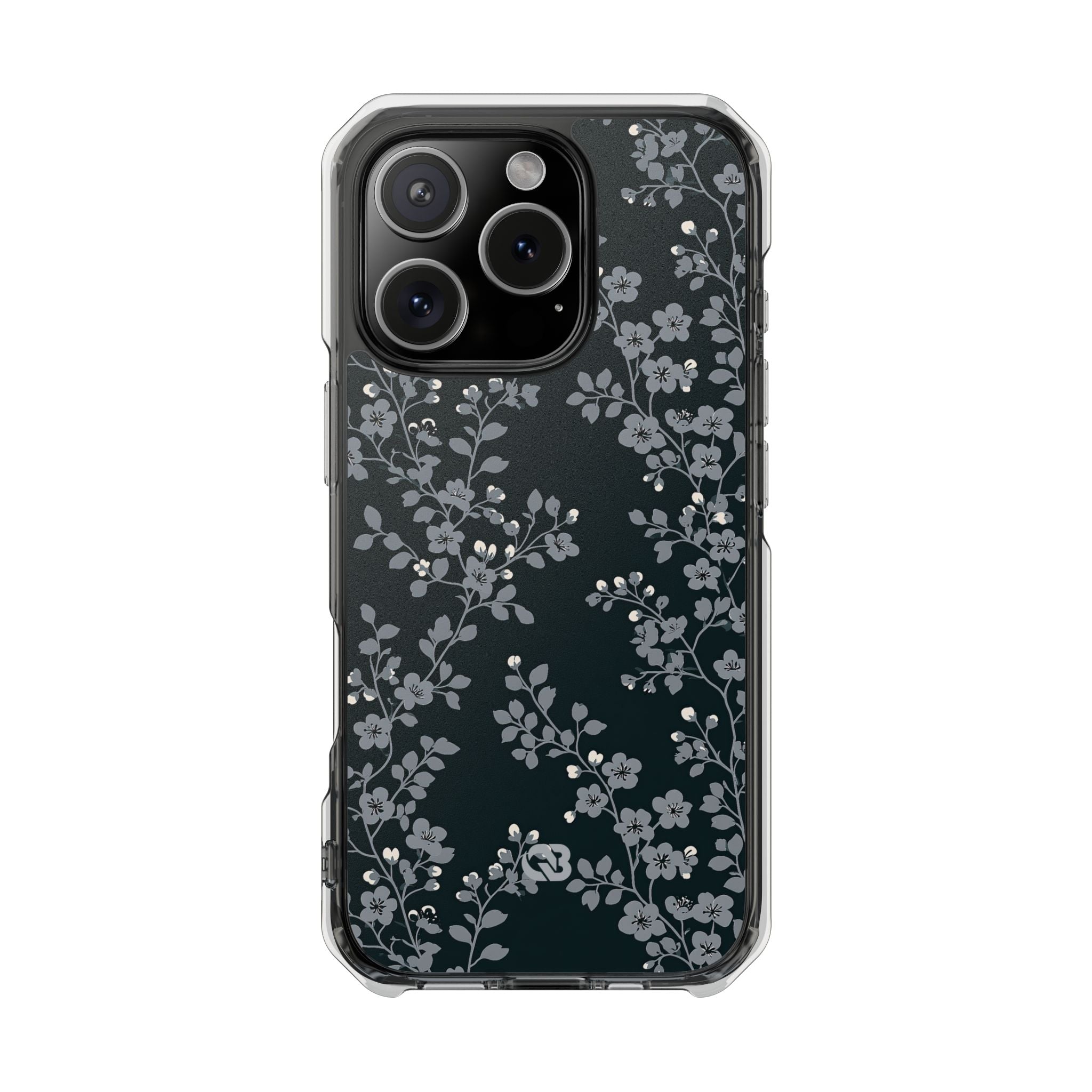Black Impact MagSafe Phone Case for iPhone - Midnight Slate Blossom