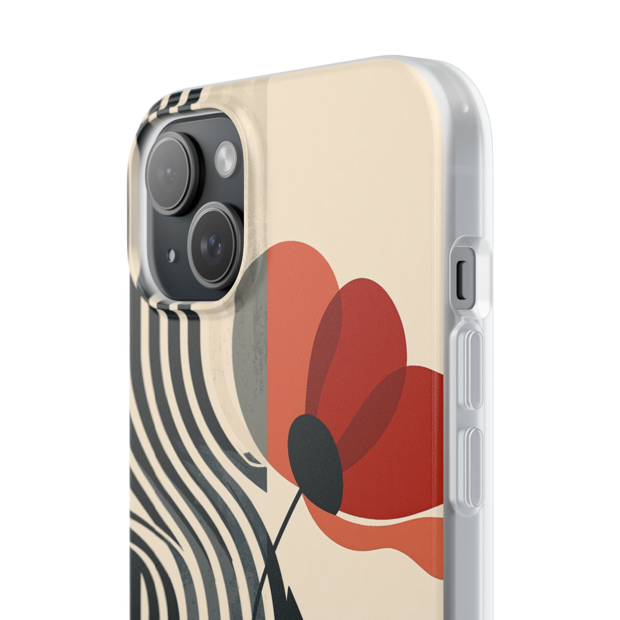 Beige Lite Phone Case for iPhone - Crimson Line Bloom