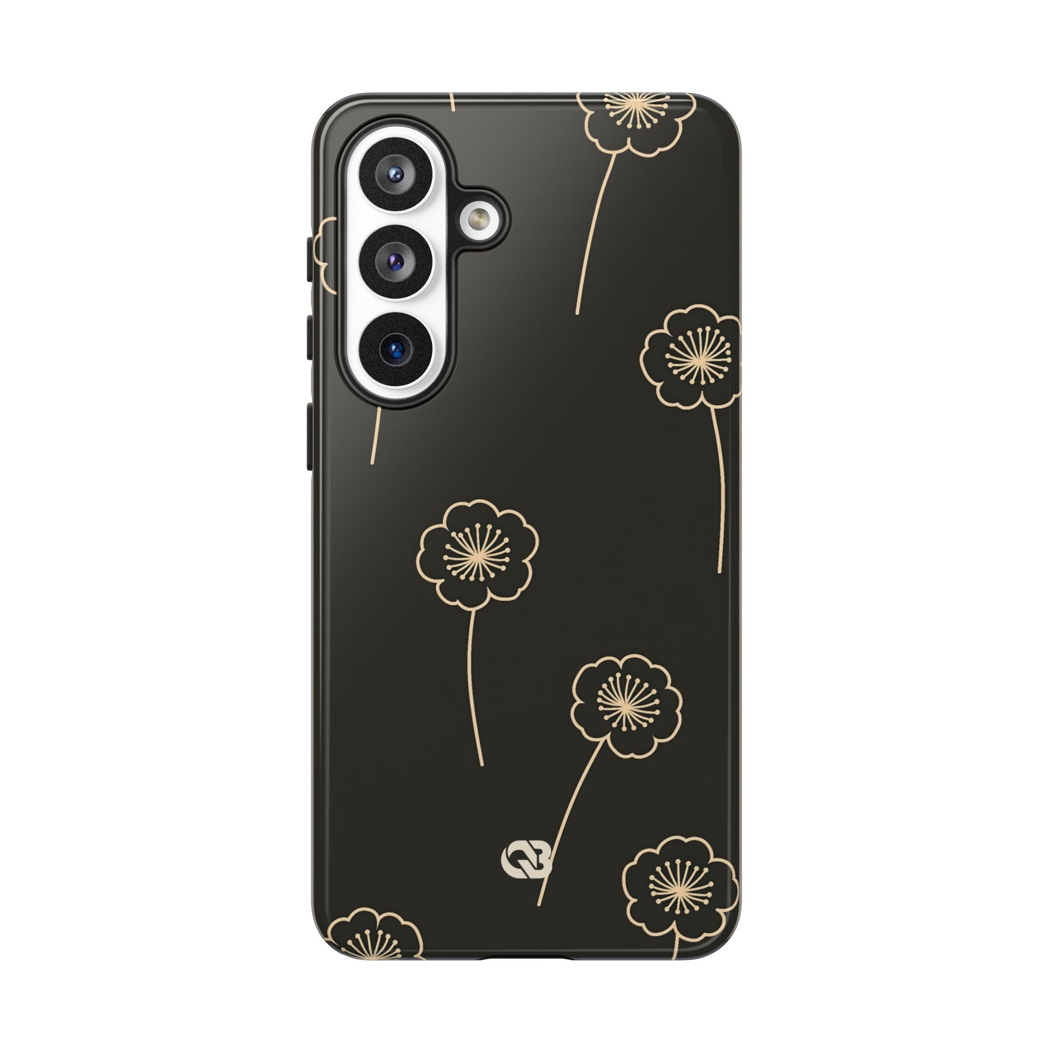 Black Tough Phone Case for Samsung - Obsidian Sand Petals