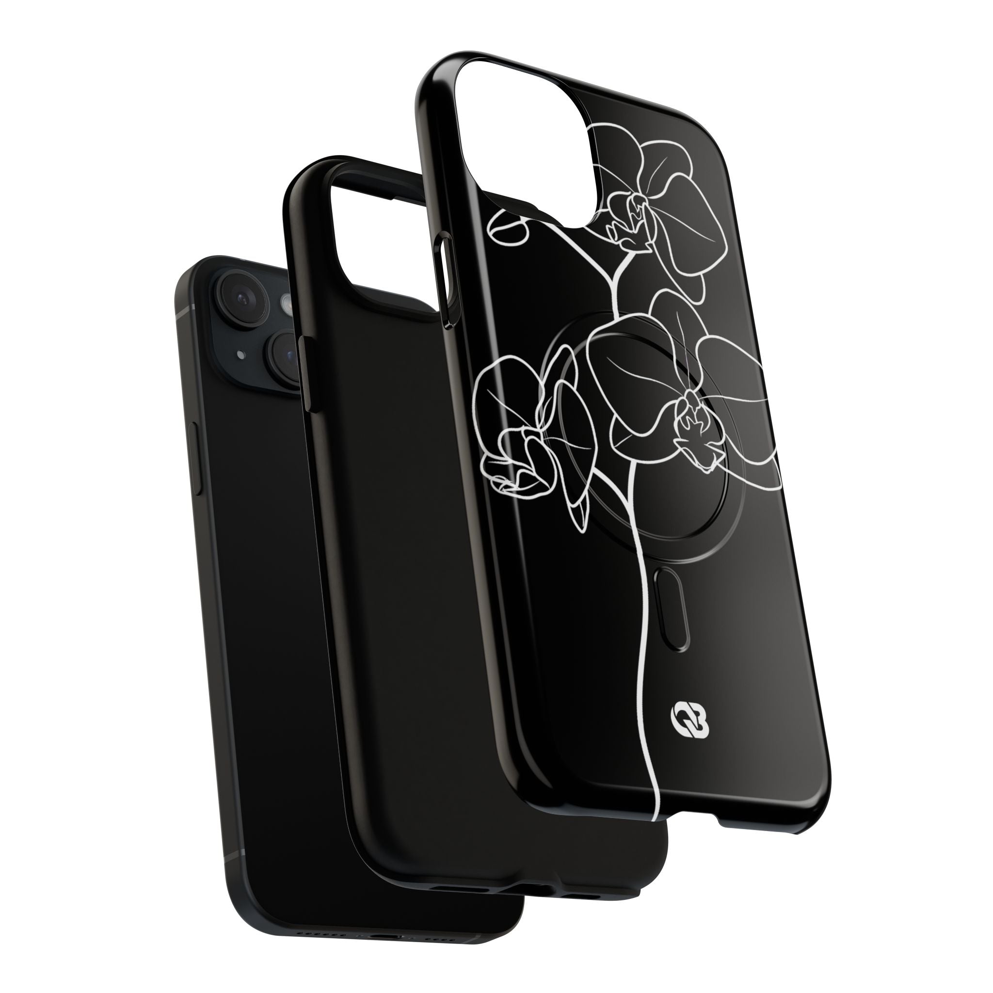 Black Tough 2.0 Magsafe Phone Case for iPhone - Noir Alabaster Orchid