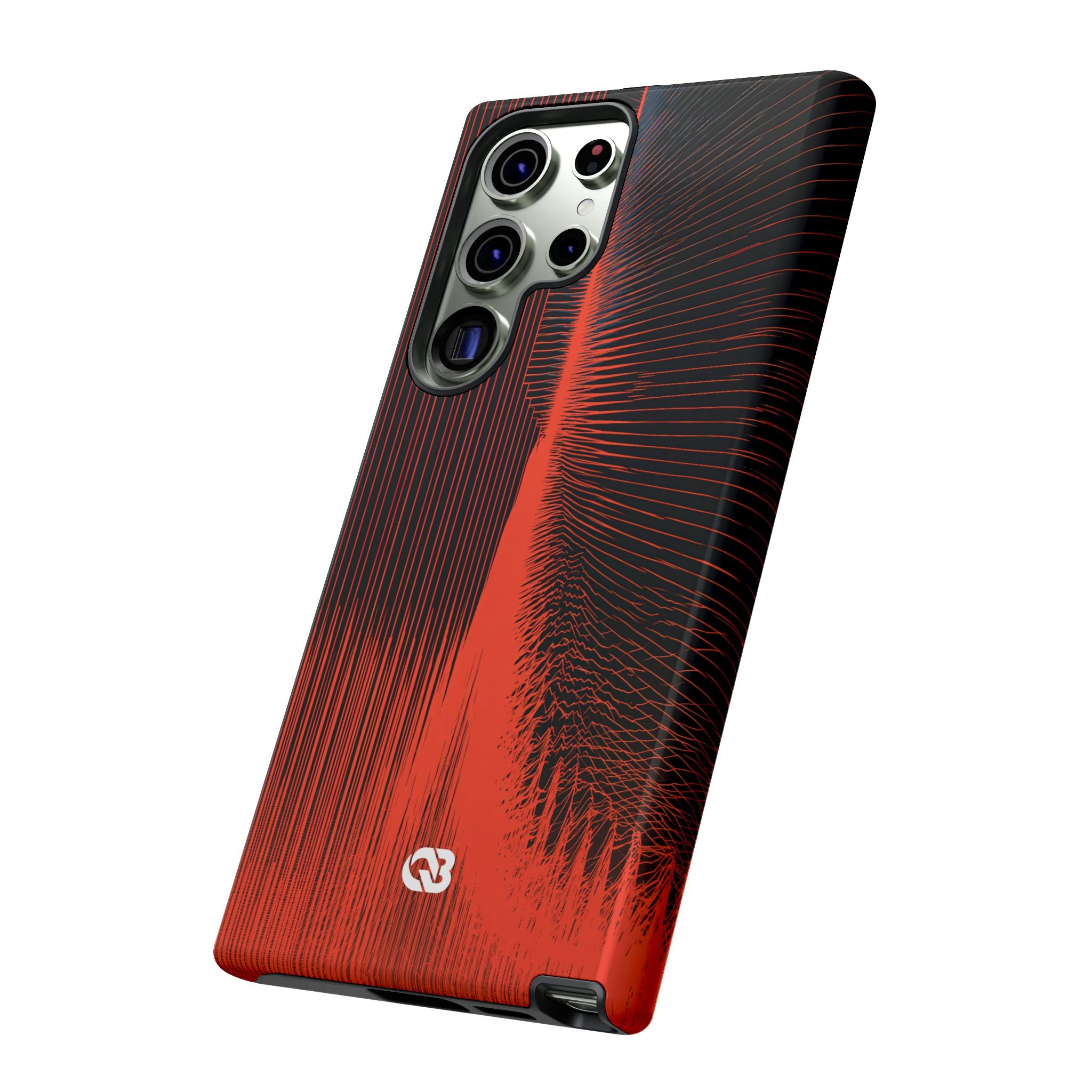 Red Tough Phone Case for Samsung - Crimson Frequency Pulse
