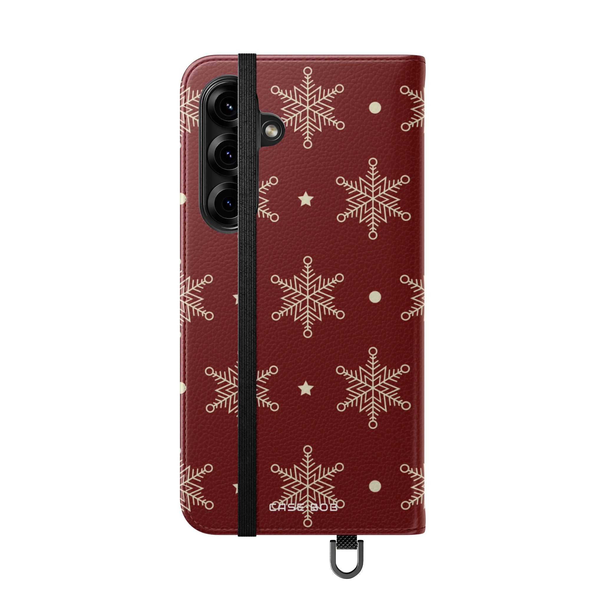 Cream Snowflakes Crimson - Samsung S25+ Case - Wallet