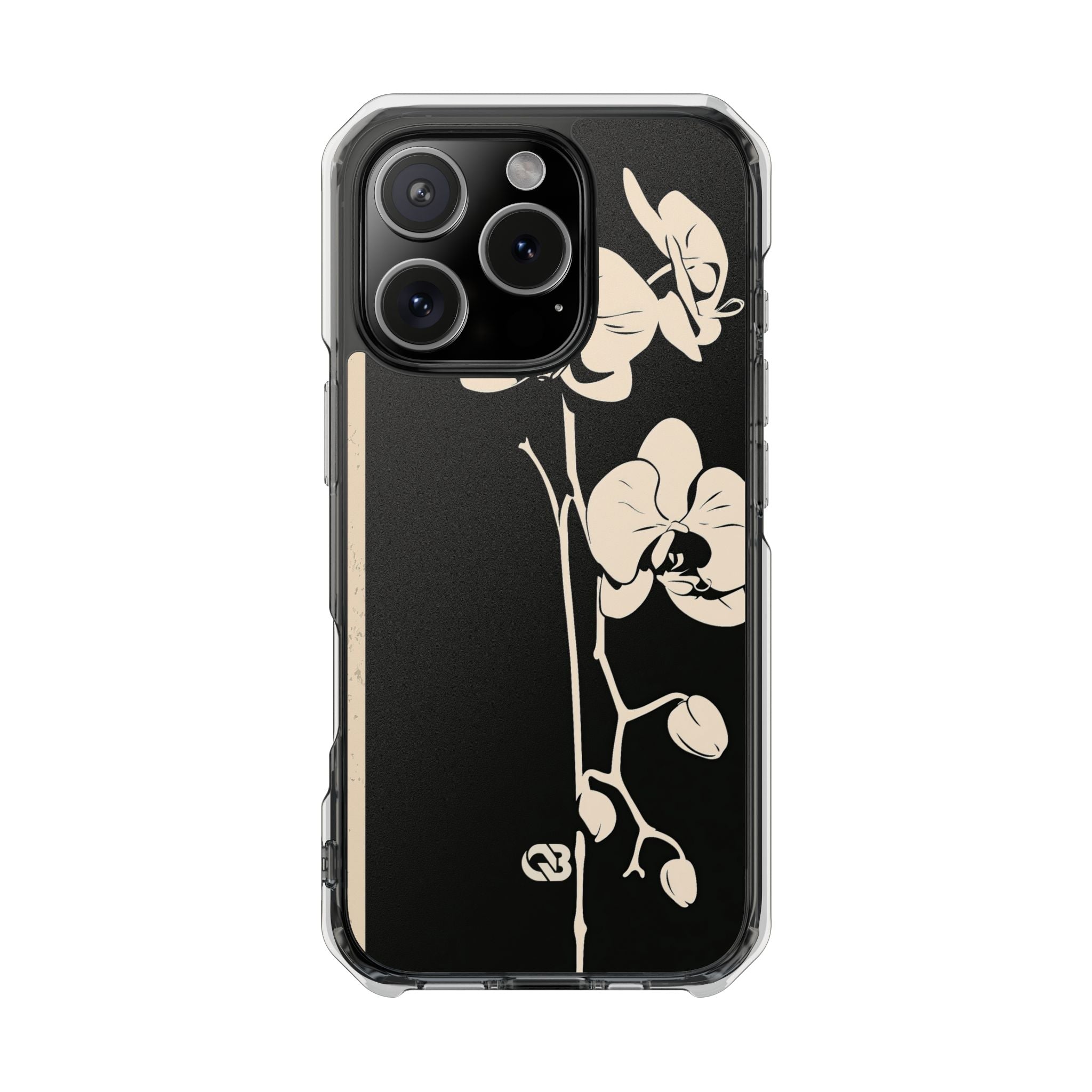 Black Impact MagSafe Phone Case for iPhone - Obsidian Bone Orchid