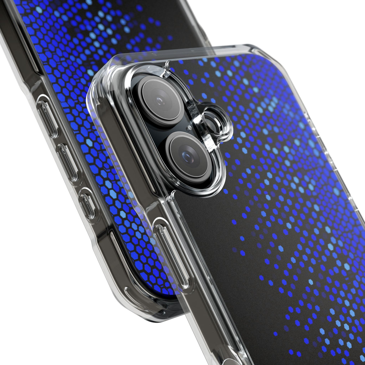 Cobalt Hex Dispersion · Clear Impact Magnetic Phone Case for iPhone · Blue