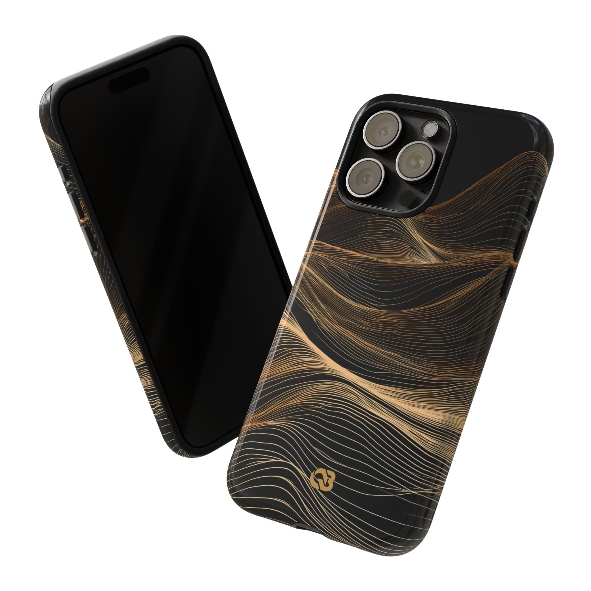 Black Tough Phone Case for iPhone - Copper Topo Ridge