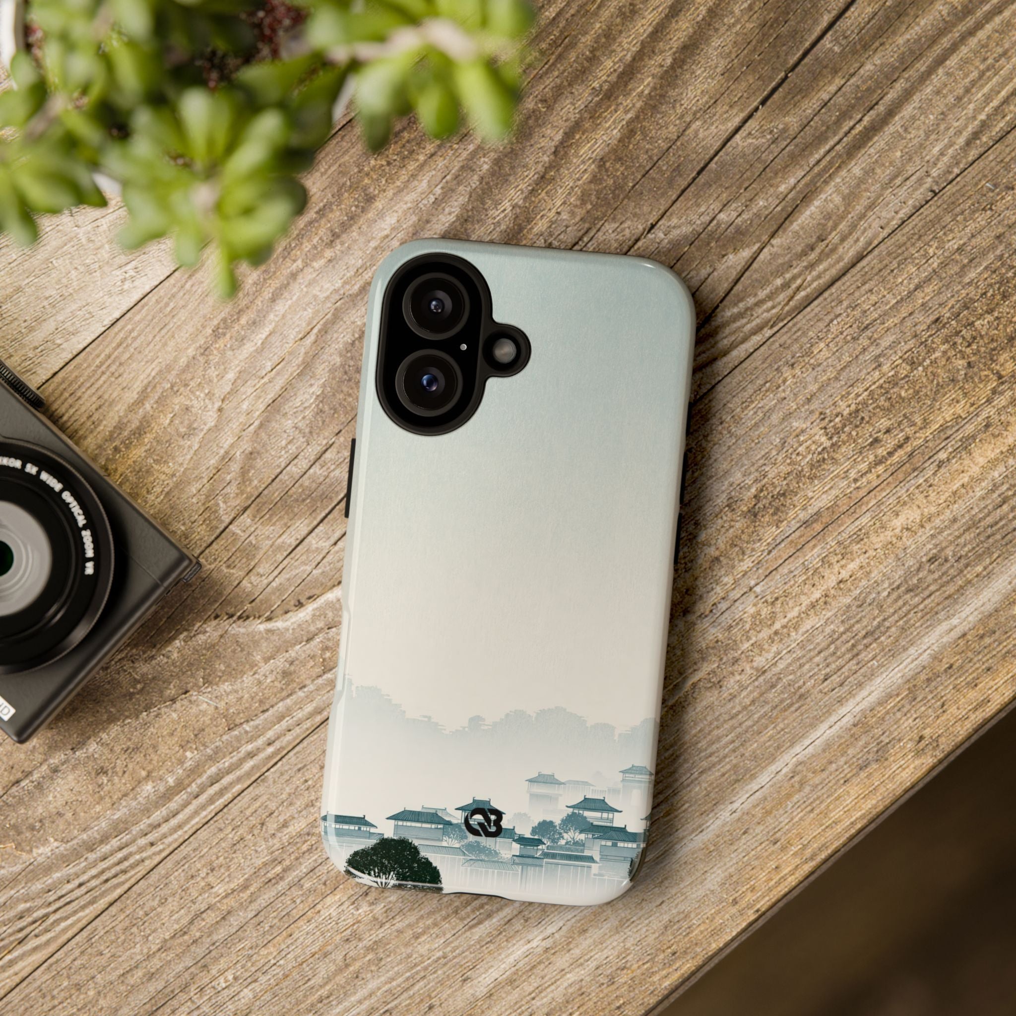 Blue Tough Phone Case for iPhone - Mist Valley Pagoda