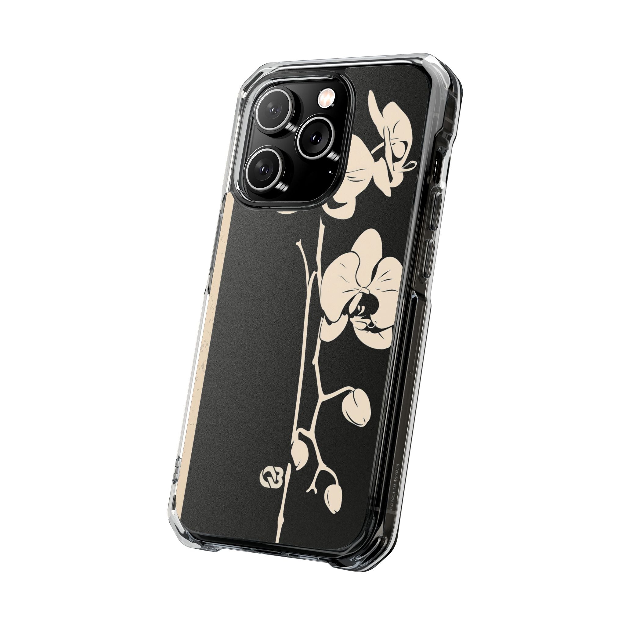 Black Impact MagSafe Phone Case for iPhone - Obsidian Bone Orchid