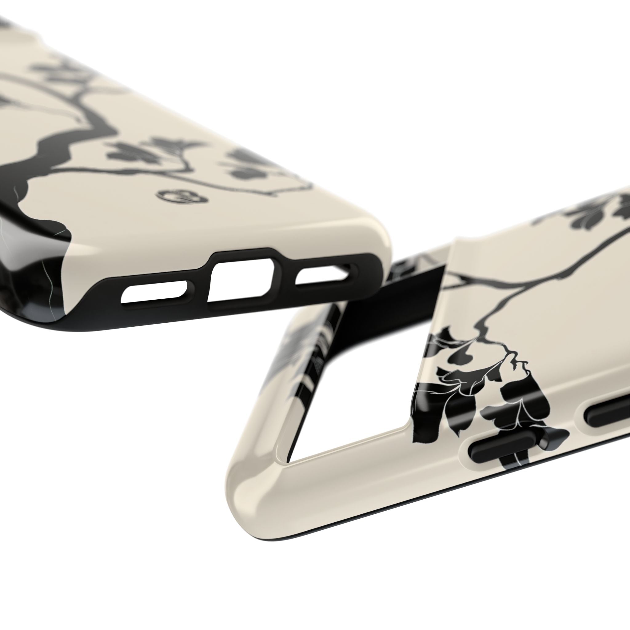 Beige Tough Phone Case for Google Pixel - Obsidian Bonsai Silhouette