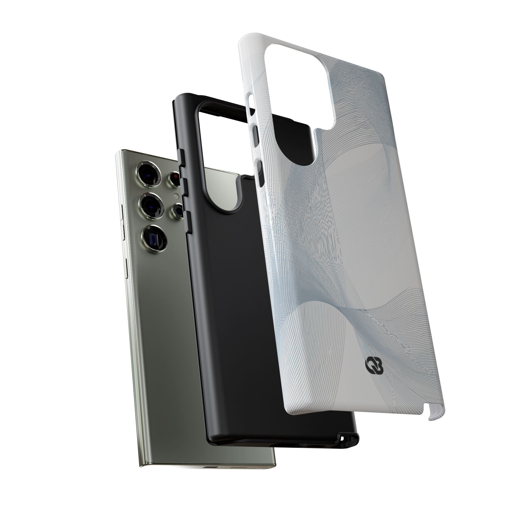 White Tough Phone Case for Samsung - Arctic Line Current