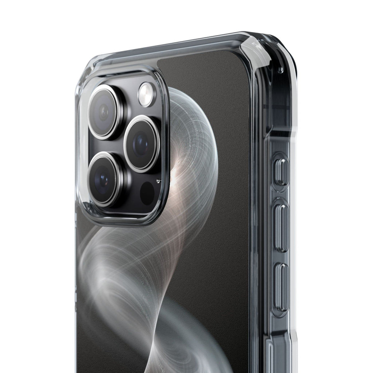 Luminous Vortex · Clear Impact Magnetic Phone Case for iPhone · Black