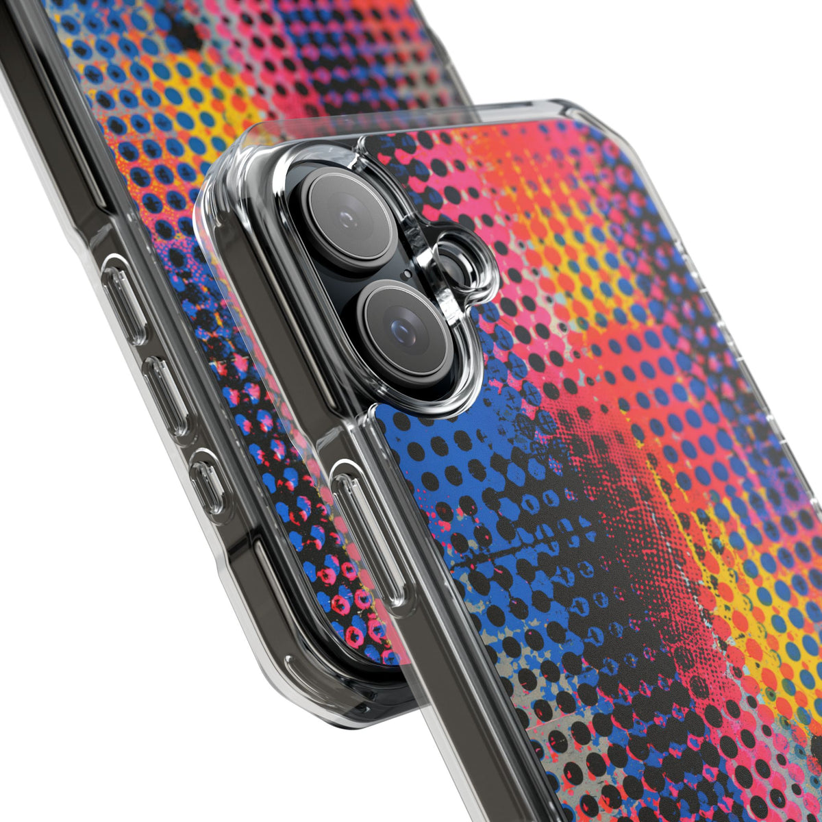 Chromatic Halftone Grid · Clear Impact Magnetic Phone Case for iPhone · Blue