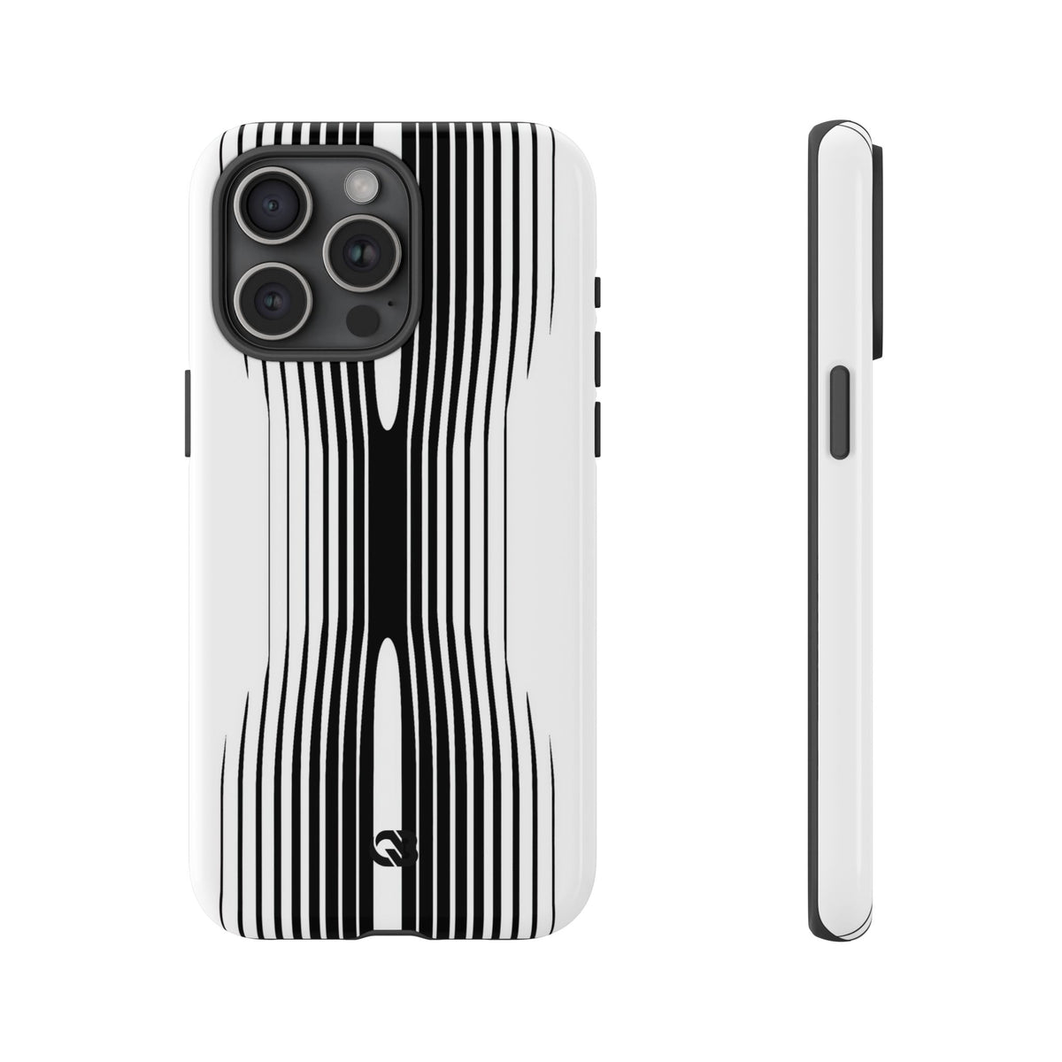 White Tough Phone Case for iPhone - Kinetic Mono Distortion