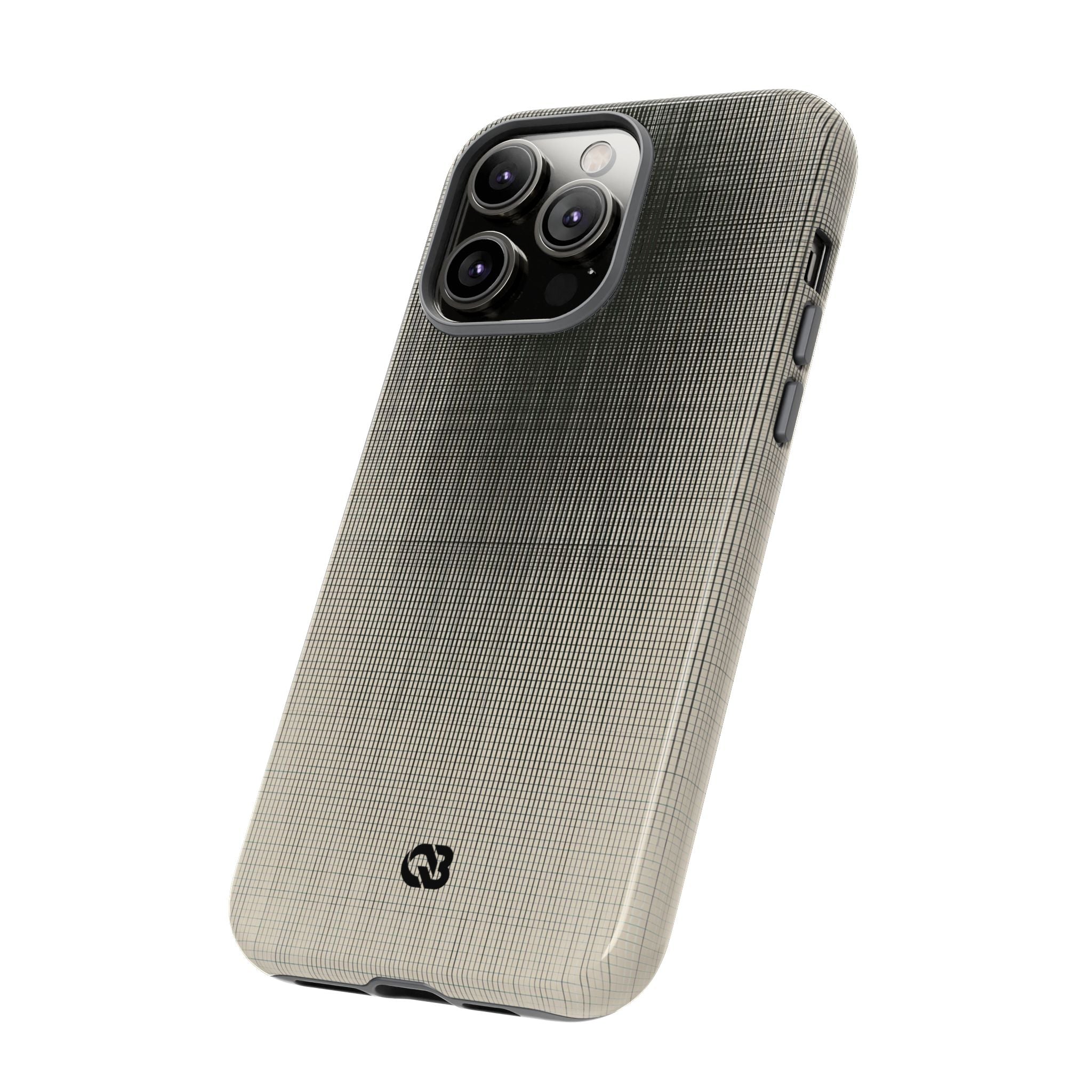Beige Tough Phone Case for iPhone - Carbon Screen Grid