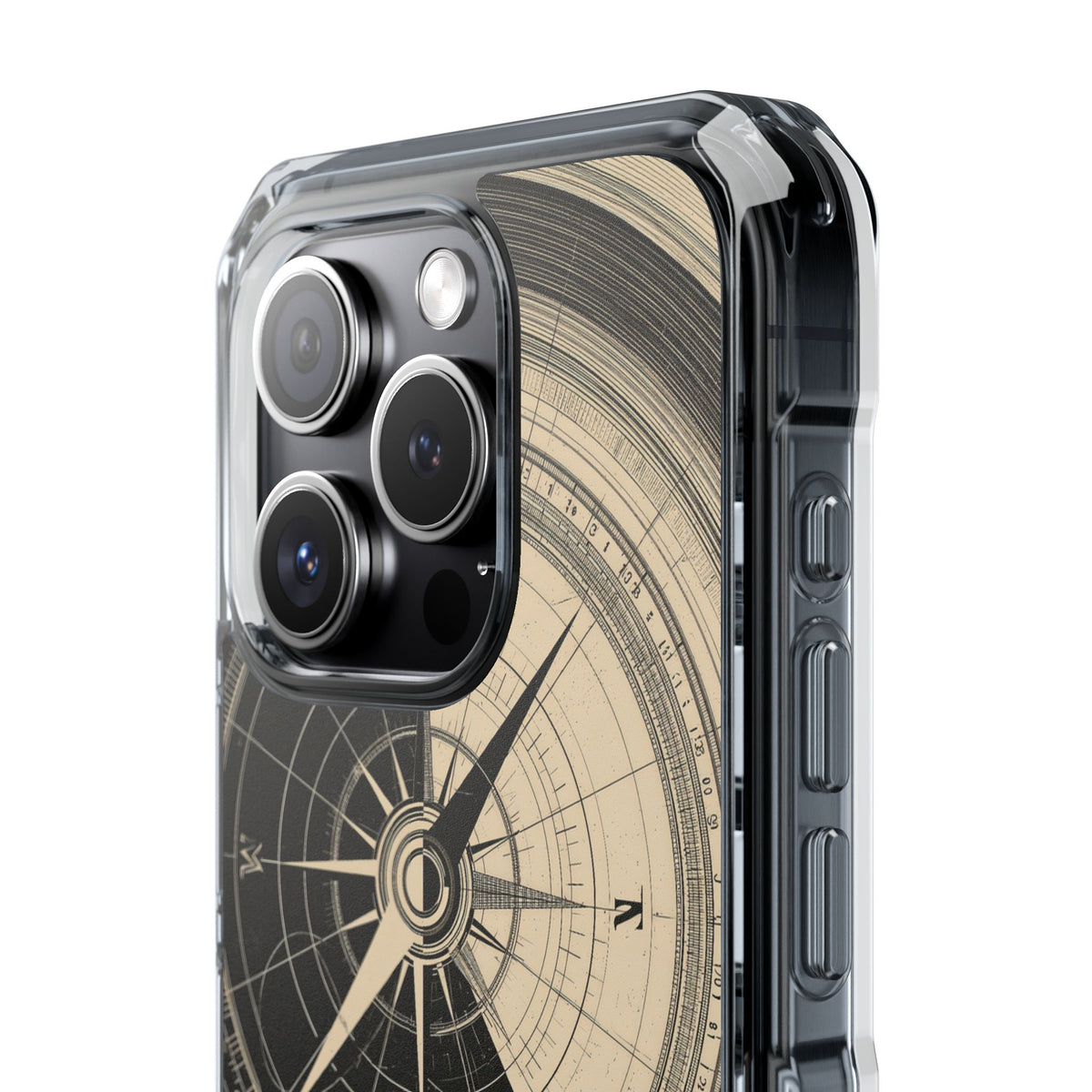 Beige Impact MagSafe Phone Case for iPhone - Obsidian Nautical Blueprint