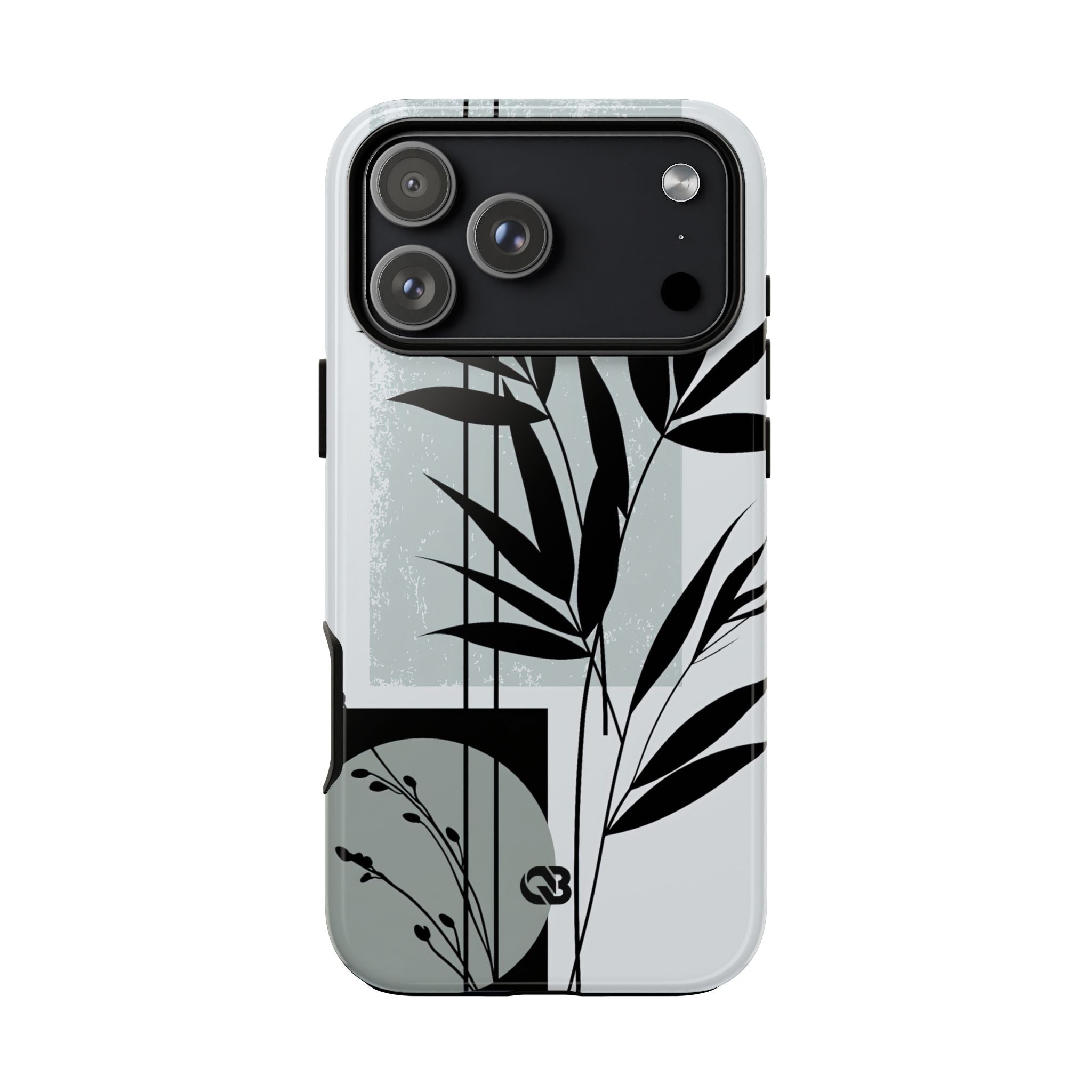 Grey Tough Phone Case for iPhone - Sage Bamboo Noir