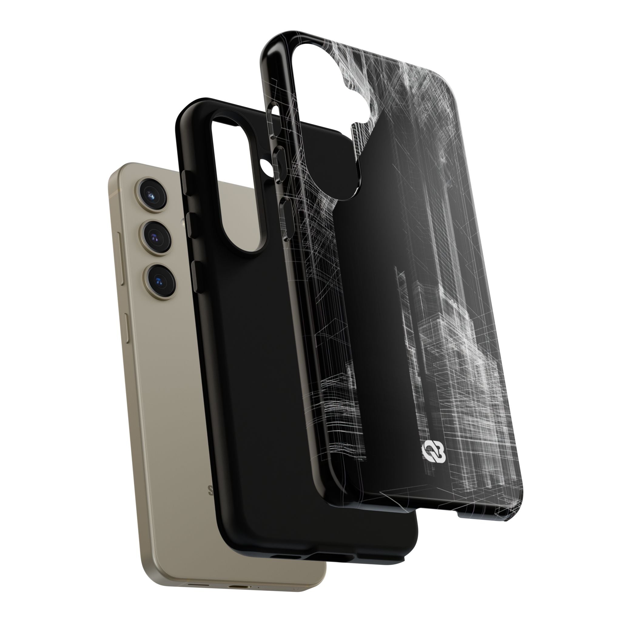 Black Tough Phone Case for Samsung - Ghost Urban Wireframe