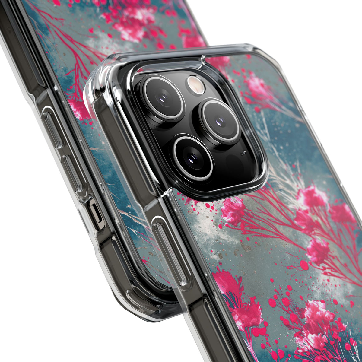 Cyber Blossom · Clear Impact Magnetic Phone Case for iPhone · Teal
