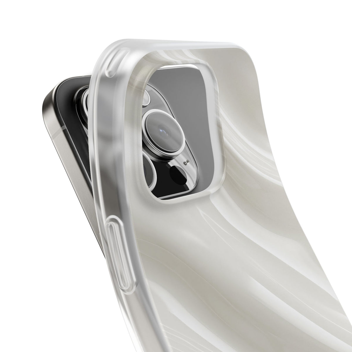 White Lite Phone Case for iPhone - Polished Ivory Wave