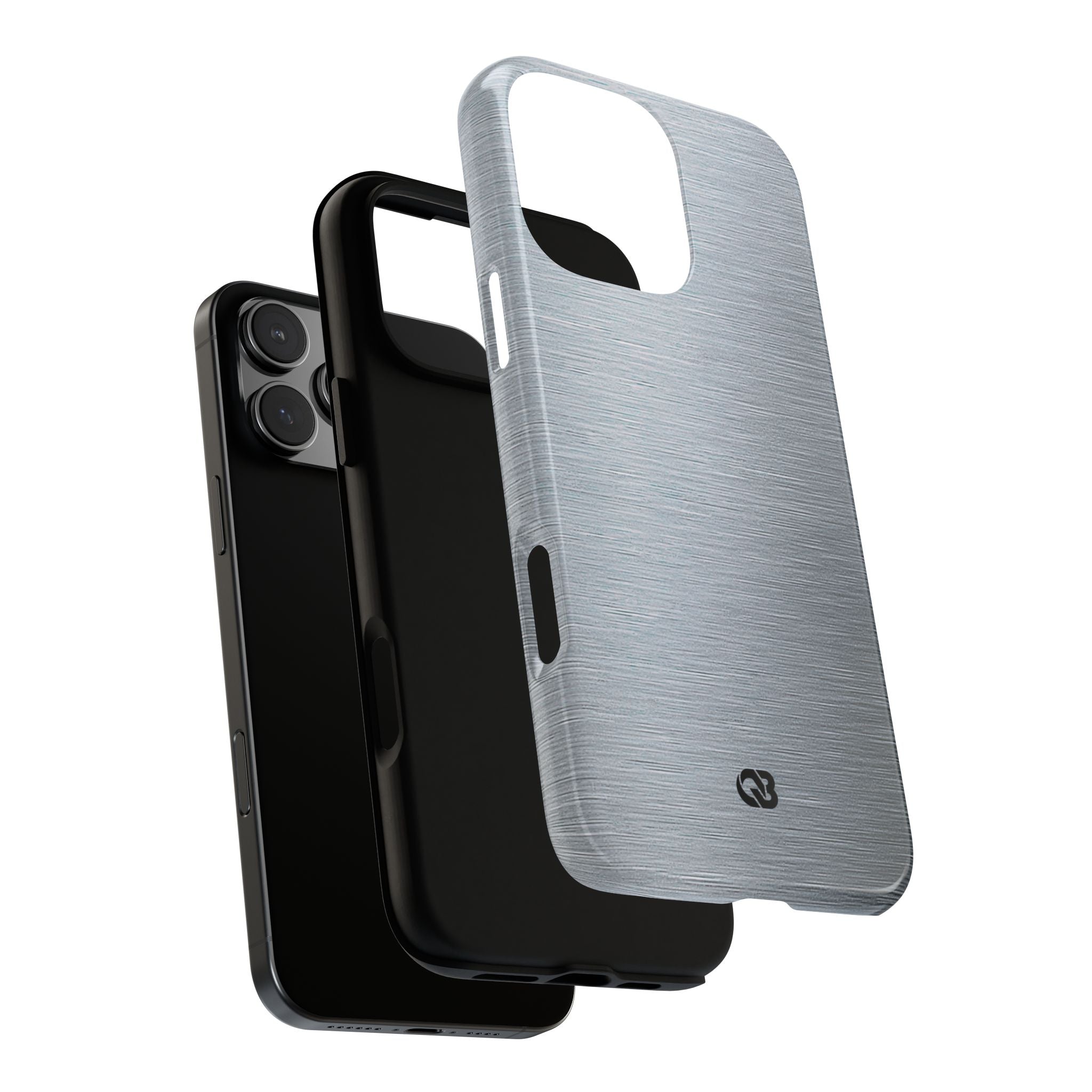 Silver Tough Phone Case for iPhone - Satin Chrome Grain