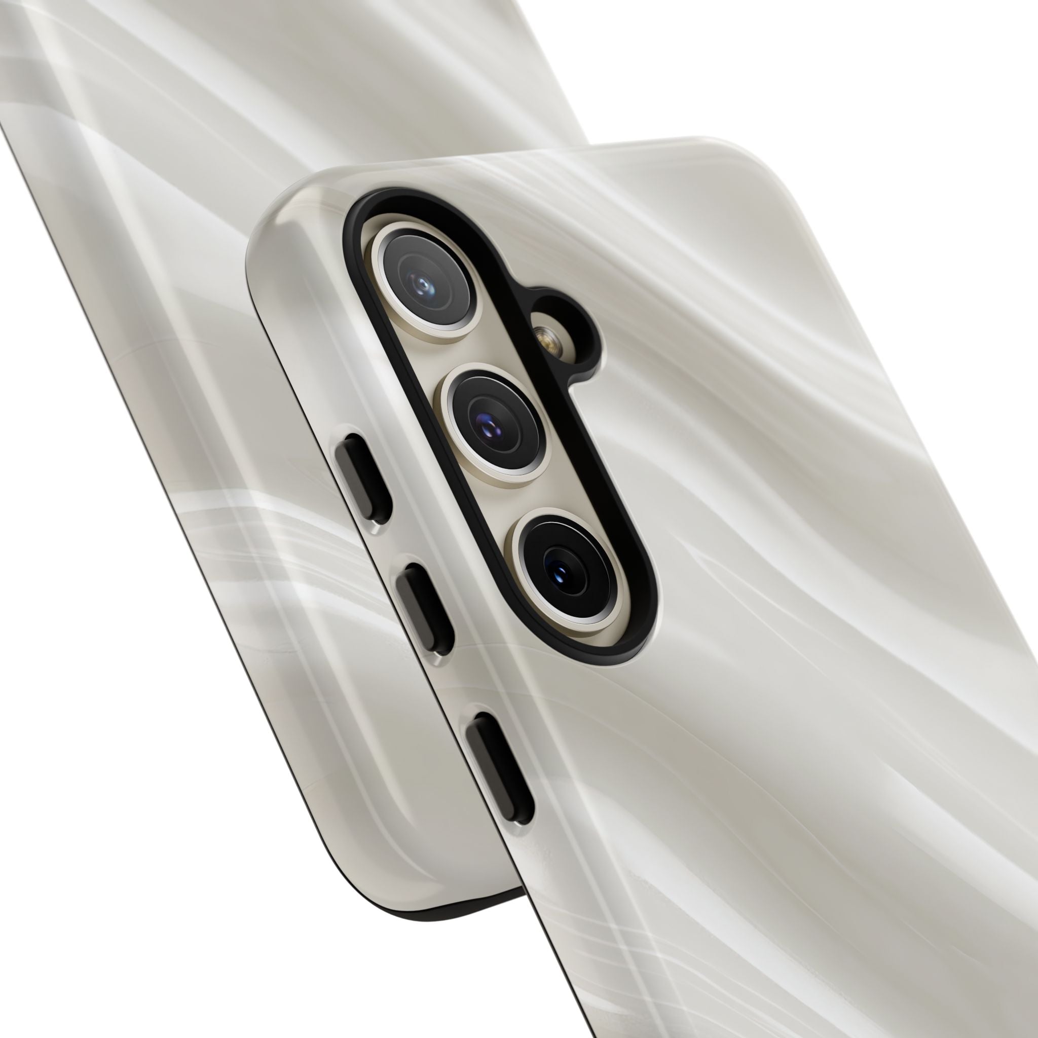 White Tough Phone Case for Samsung - Polished Ivory Wave