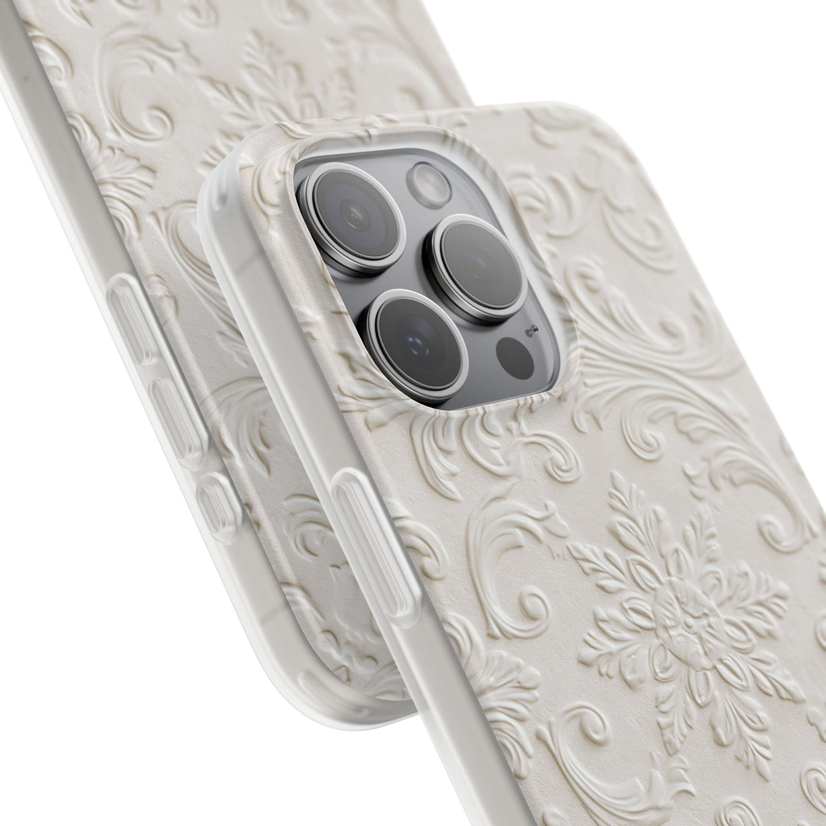 White Lite Phone Case for iPhone - Alabaster Floral Relief