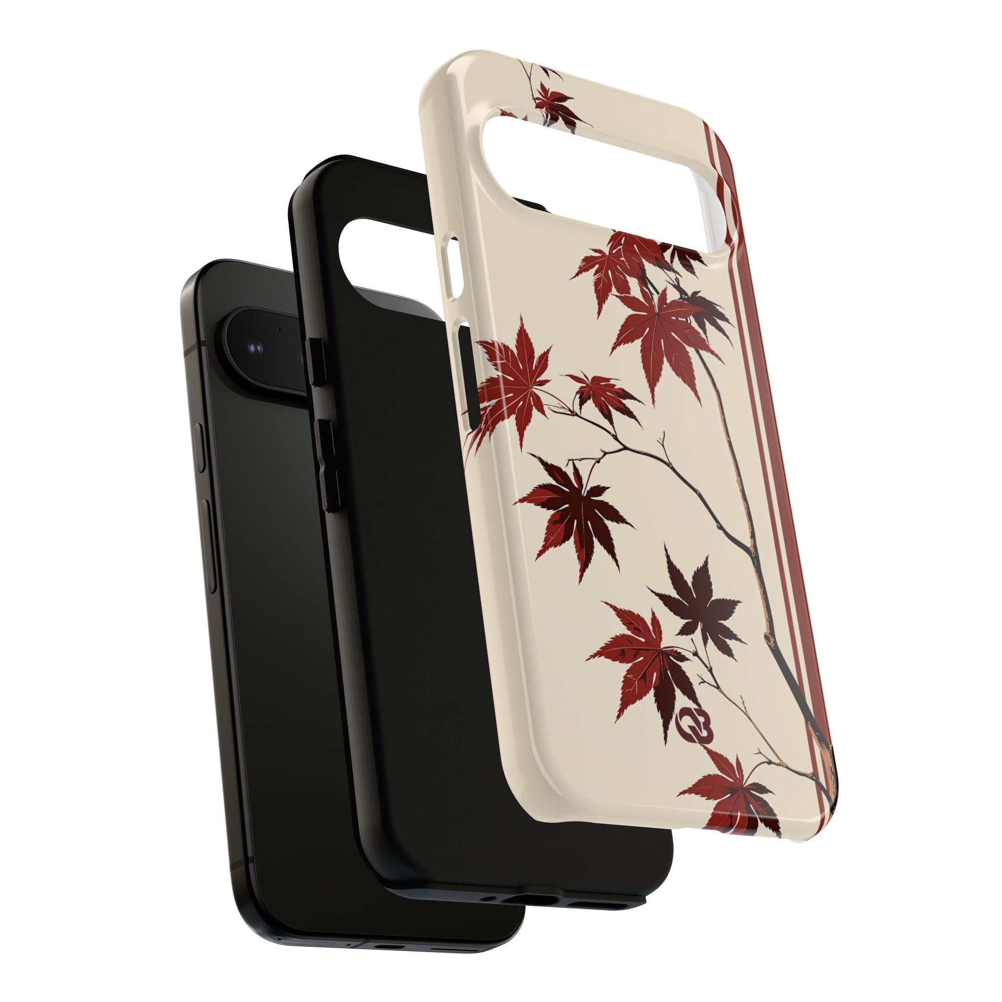 Red Tough Phone Case for Google Pixel - Crimson Momiji Stripe