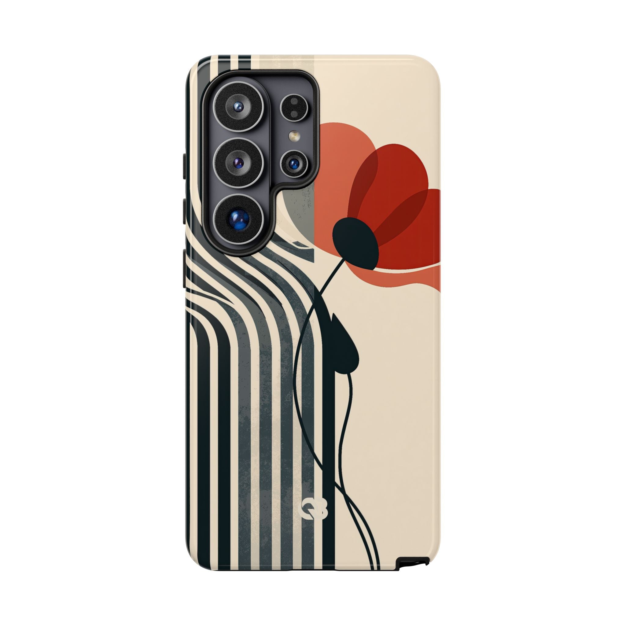 Beige Tough Phone Case for Samsung - Crimson Line Bloom