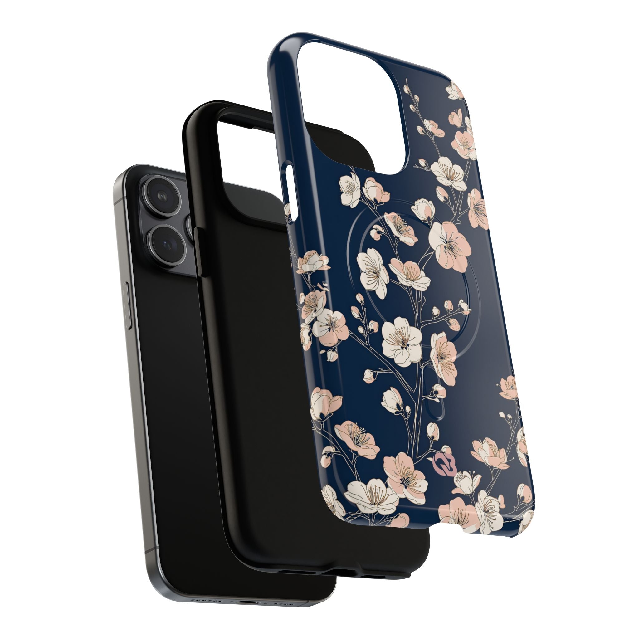Blue Tough 2.0 Magsafe Phone Case for iPhone - Midnight Peach Sakura