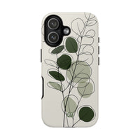 Green Tough Phone Case for iPhone - Muted Eucalyptus Sketch