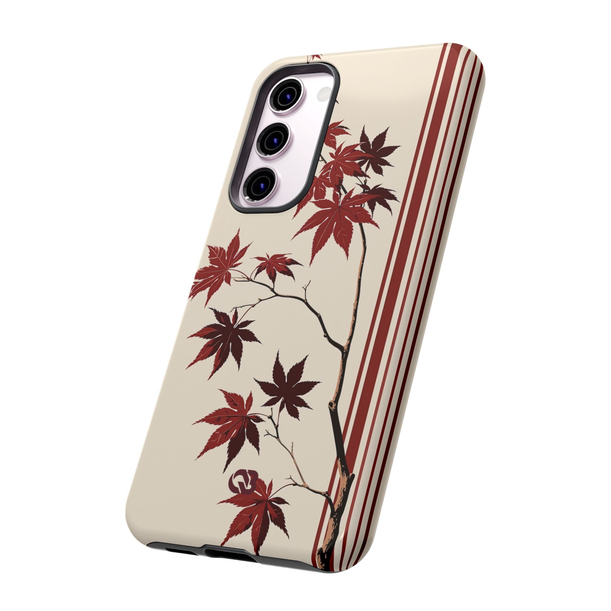 Red Tough Phone Case for Samsung - Crimson Momiji Stripe
