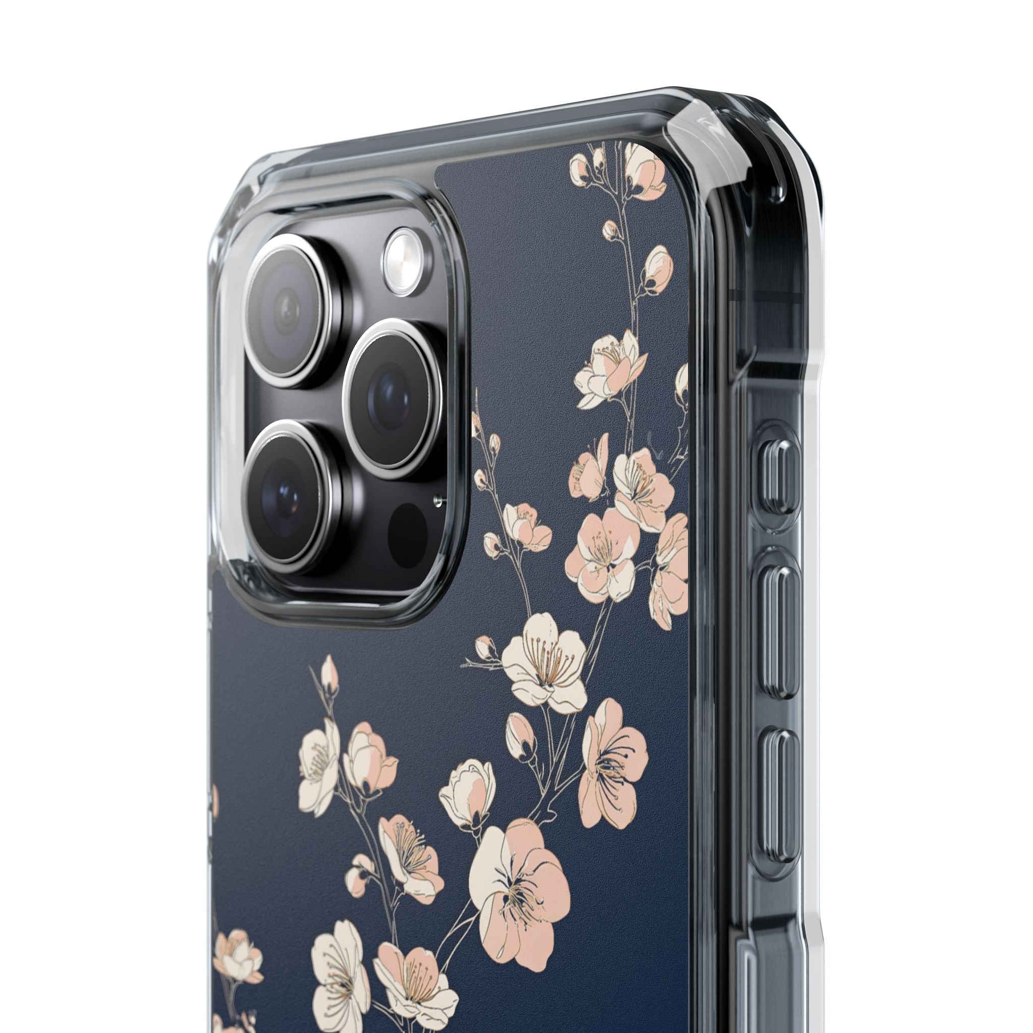 Blue Impact MagSafe Phone Case for iPhone - Midnight Peach Sakura
