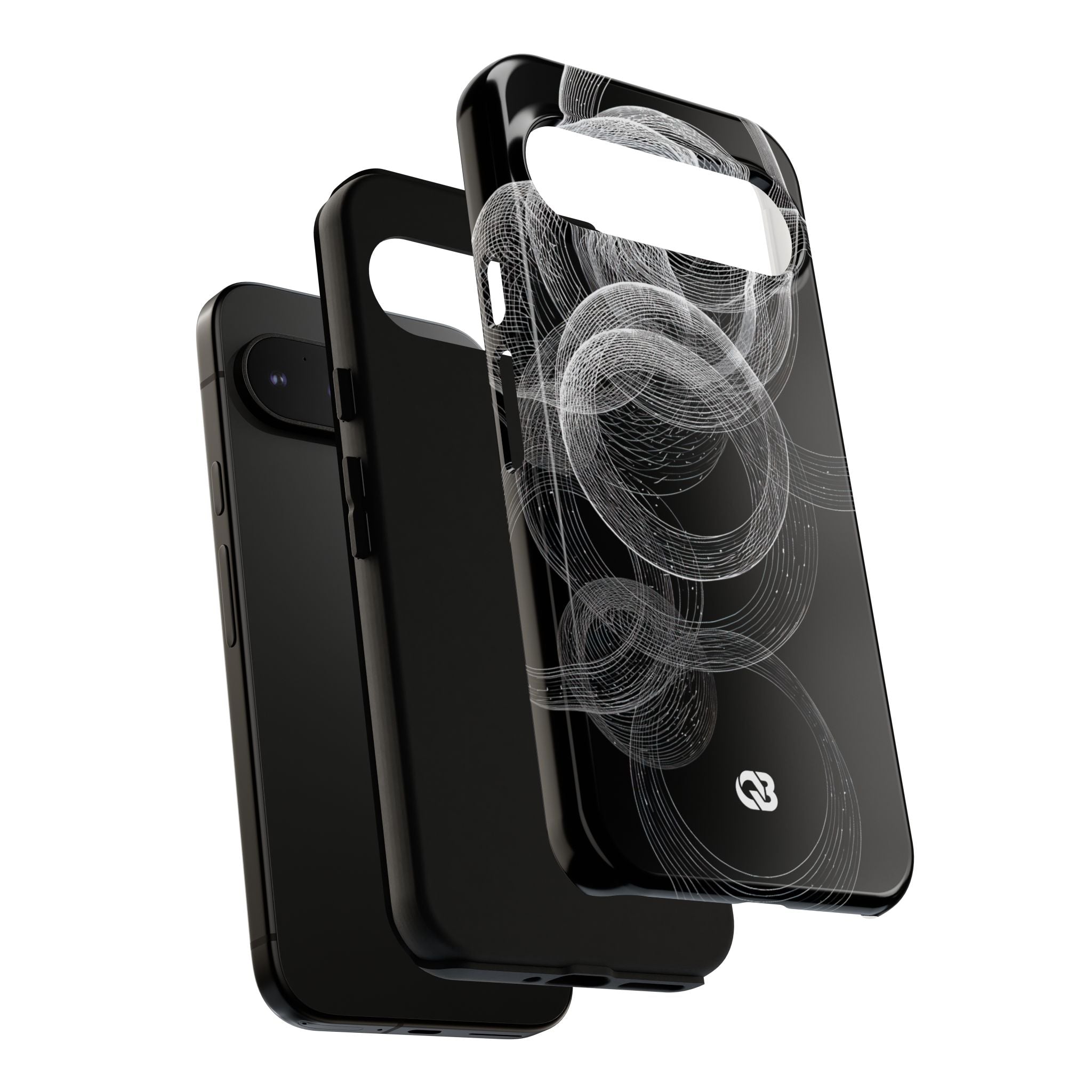 Black Tough Phone Case for Google Pixel - Kinetic Wireframe Orbit