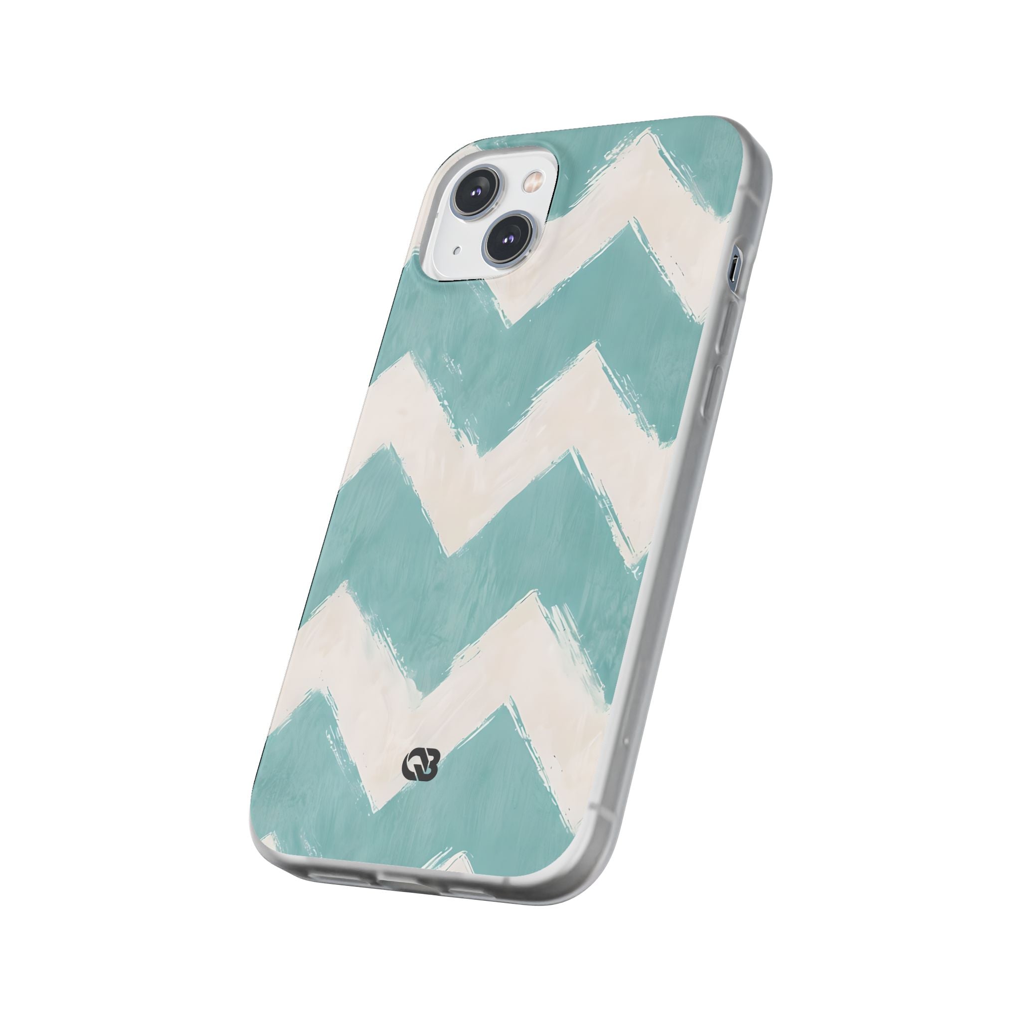 Teal Painted Chevron · Soft Phone Case for iPhone