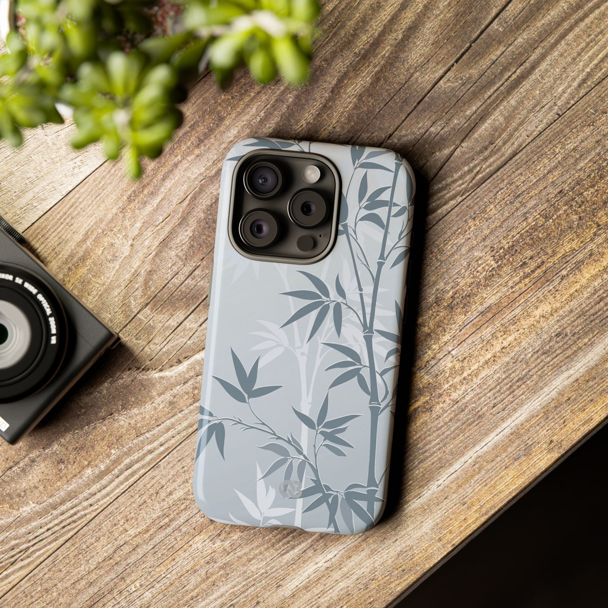 Blue Tough Phone Case for iPhone - Slate Bamboo Shadow