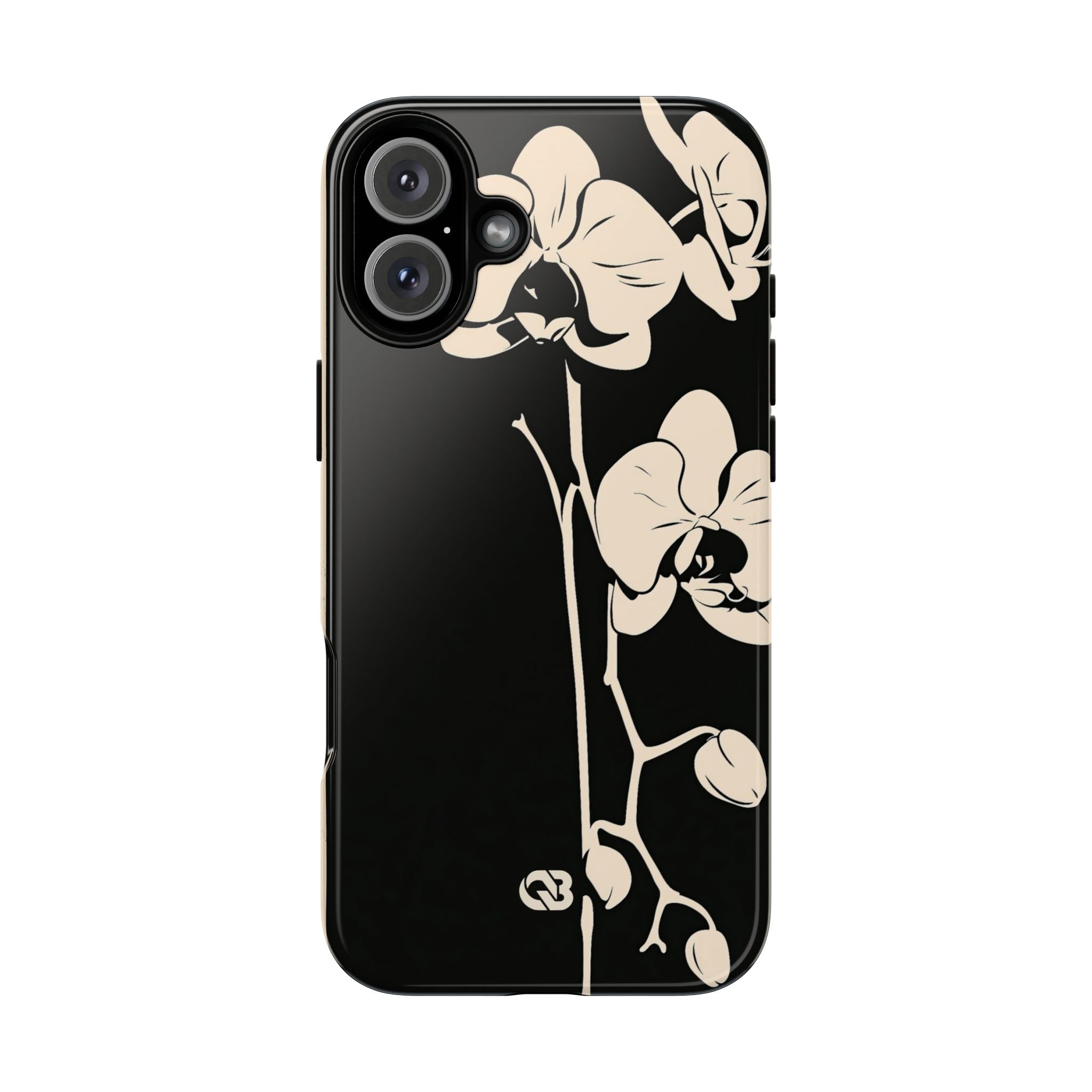 Black Tough Phone Case for iPhone - Obsidian Bone Orchid