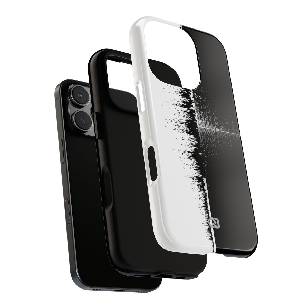 Black Tough Phone Case for iPhone - Static Signal Split