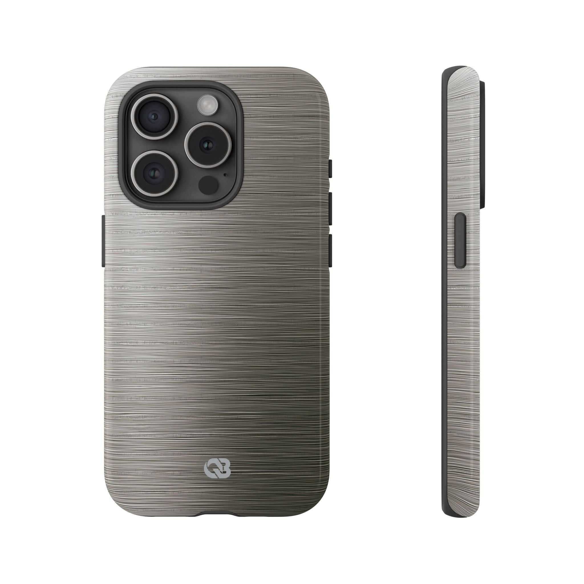 Grey Tough Phone Case for iPhone - Brushed Industrial Steel