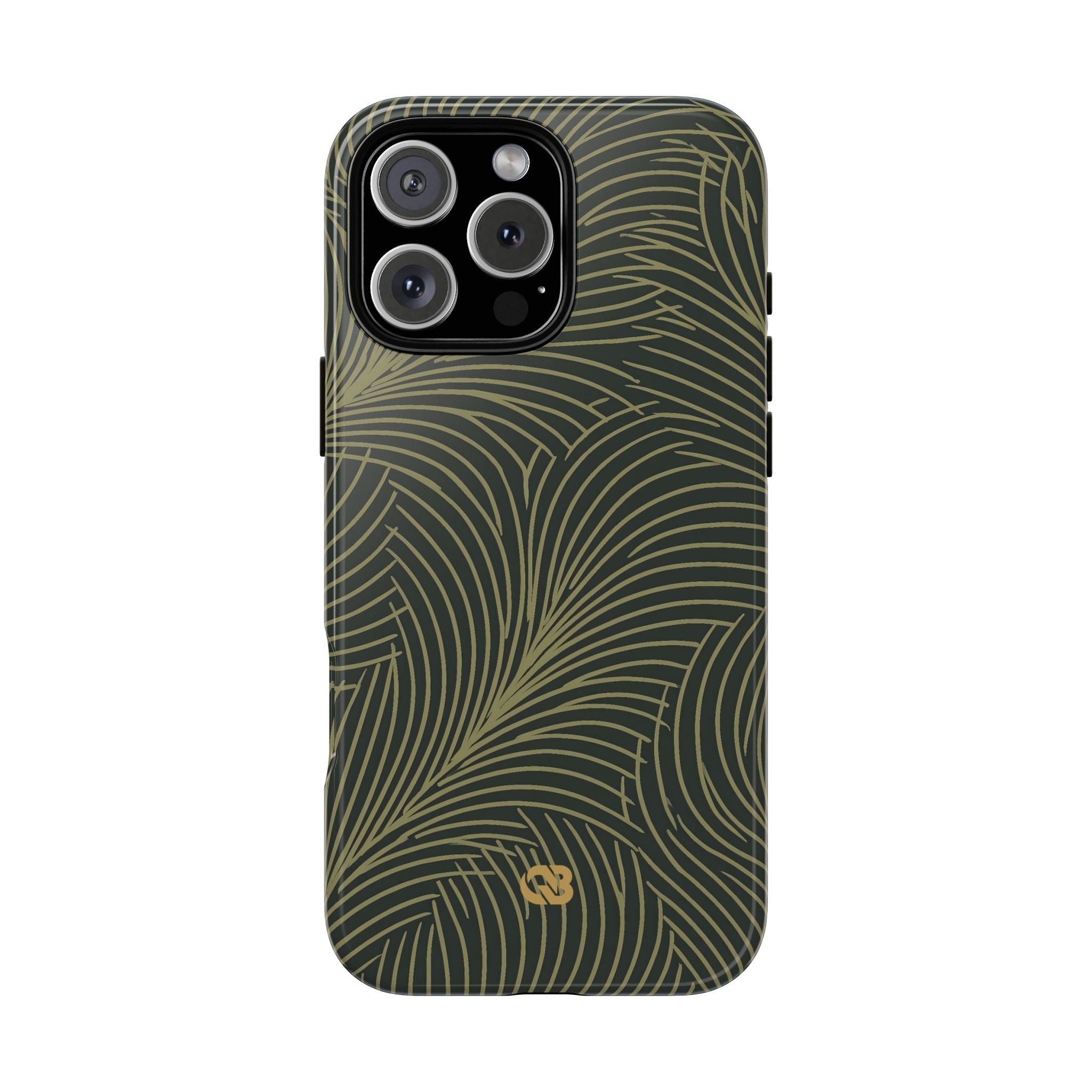 Green Tough Phone Case for iPhone - Dark Olive Plume