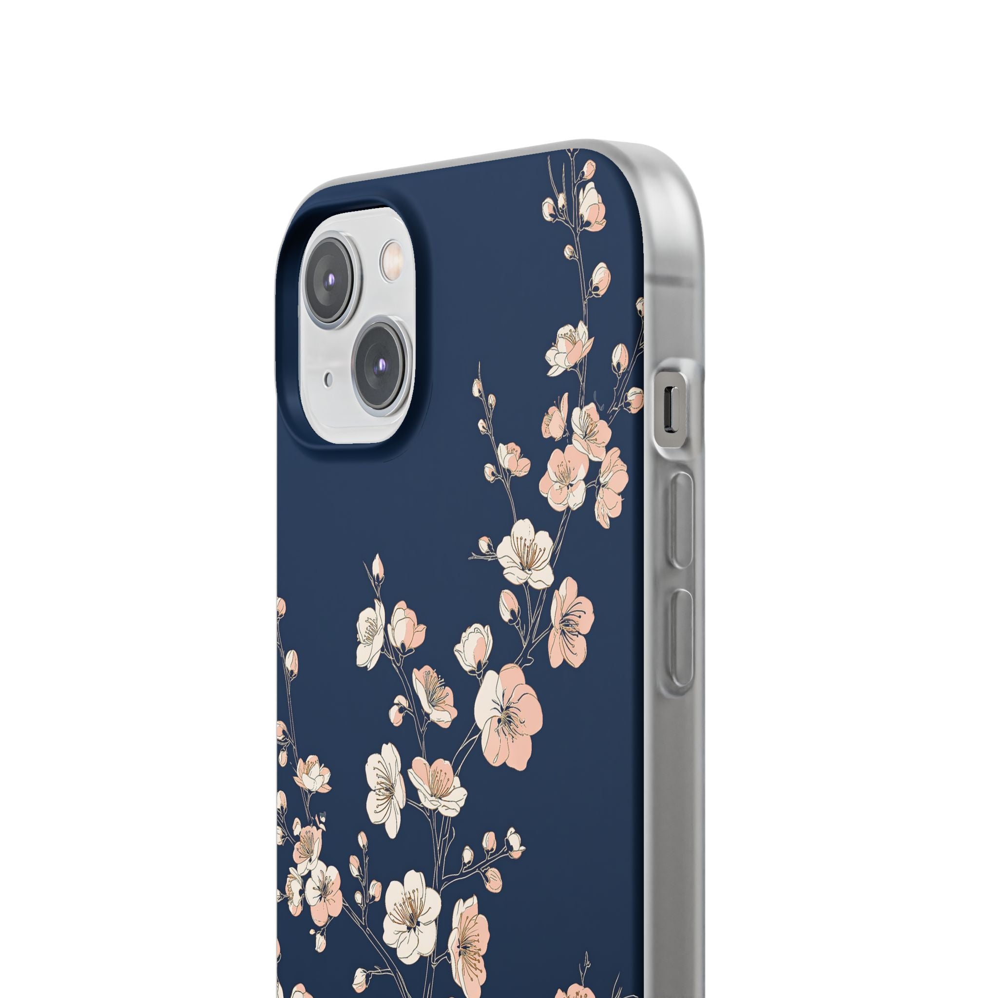 Blue Lite Phone Case for iPhone - Midnight Peach Sakura
