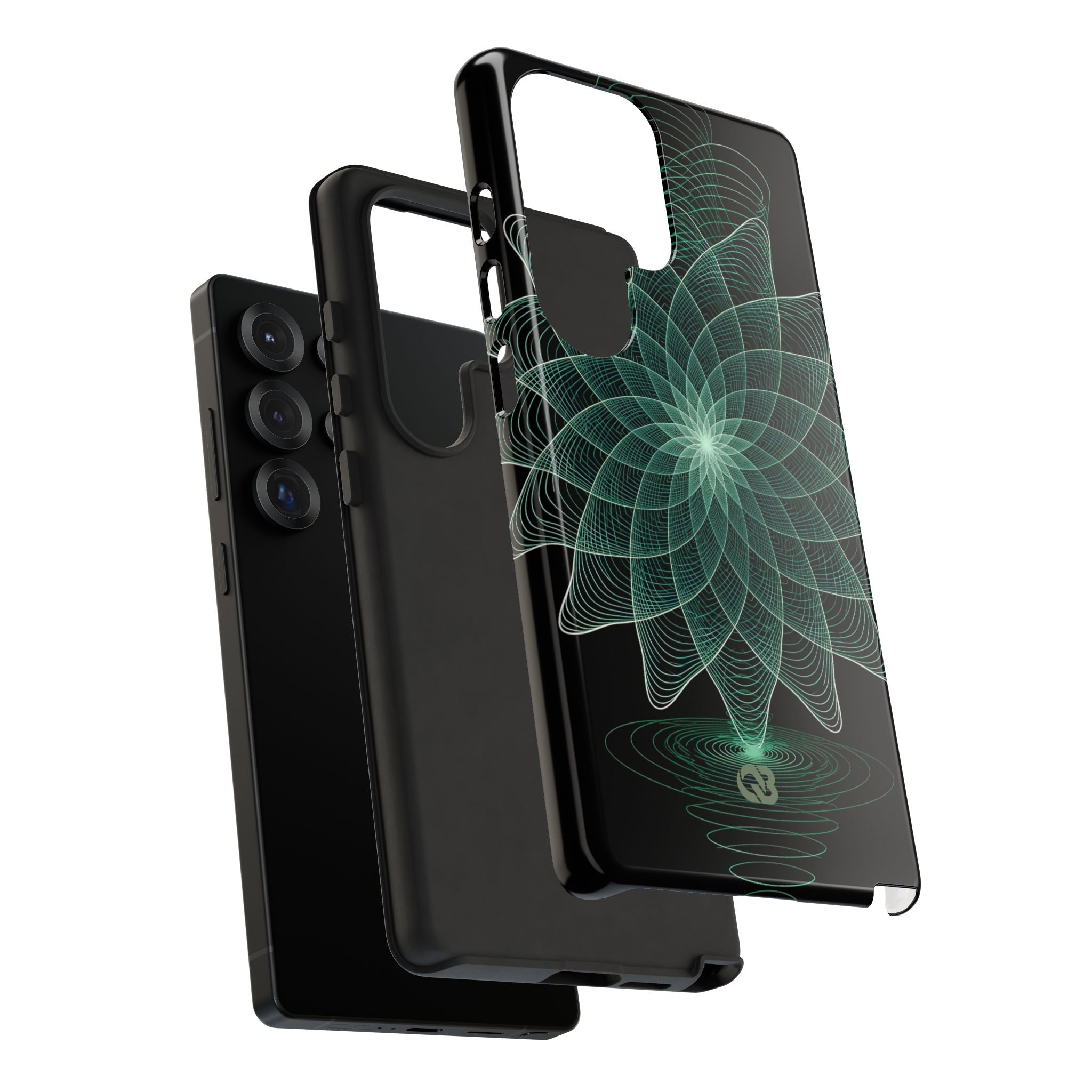 Green Tough Phone Case for Samsung - Cyan Signal Bloom