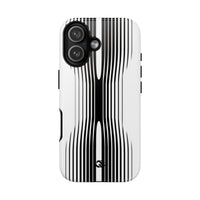White Tough Phone Case for iPhone - Kinetic Mono Distortion