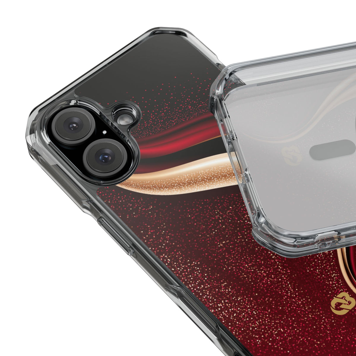Gilded Crimson Flow · Clear Impact Magnetic Phone Case for iPhone · Red