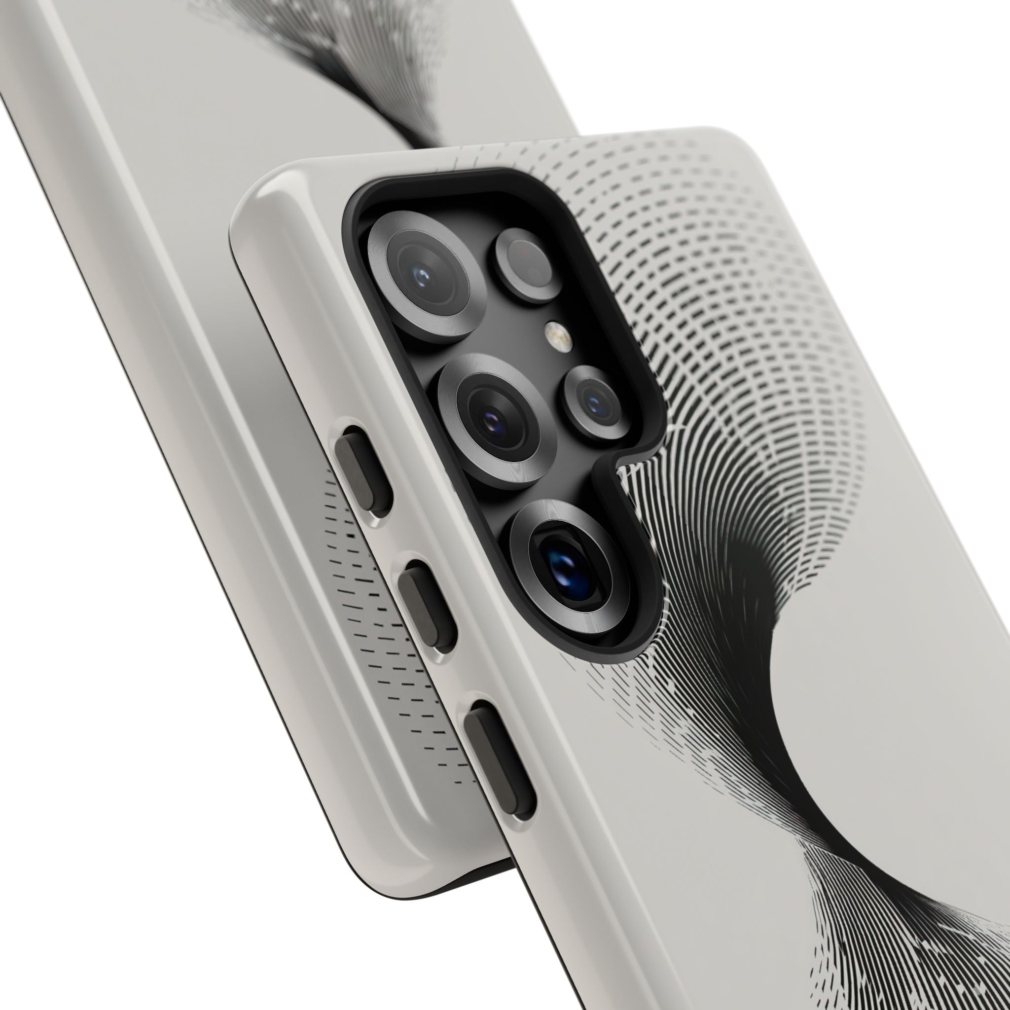 White Tough Phone Case for Samsung - Linear Torsion Grid