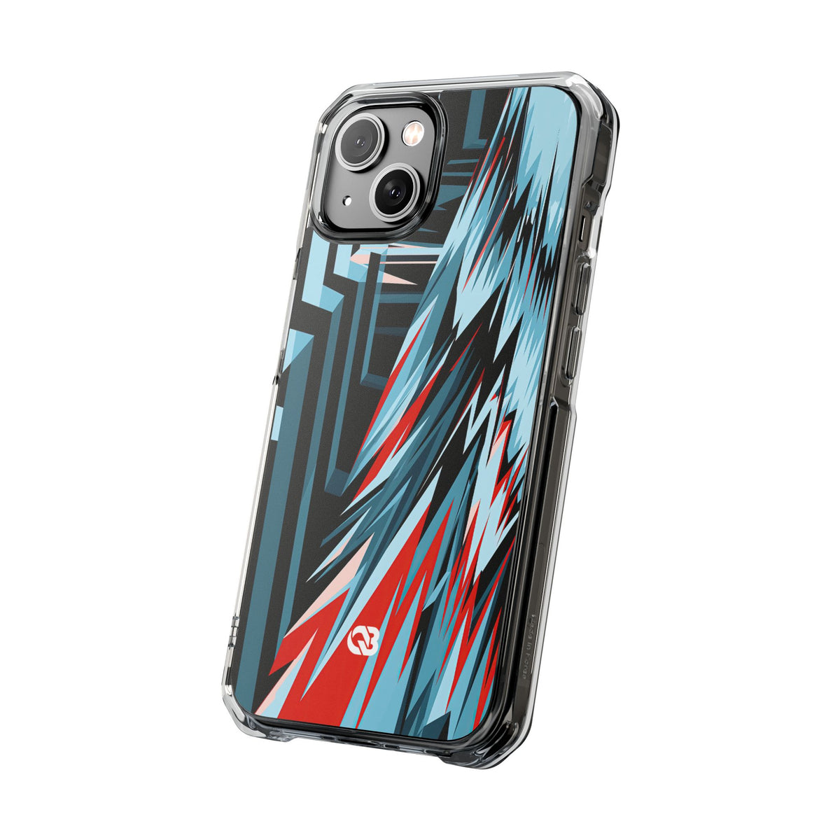 Blue Impact MagSafe Phone Case for iPhone - Glitch Peak Cyan