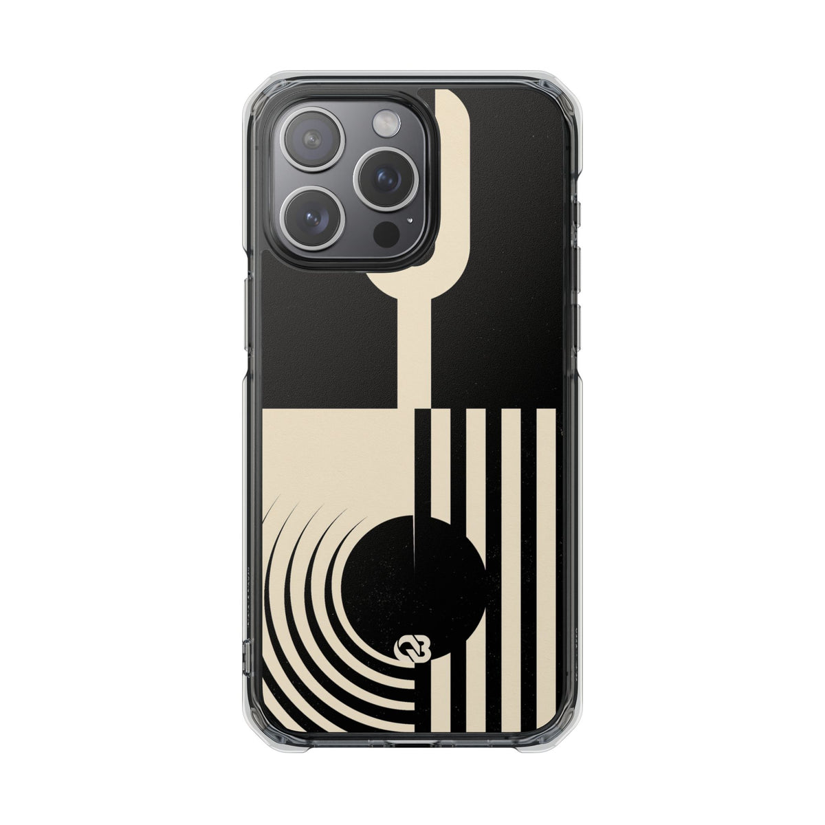 Black Impact MagSafe Phone Case for iPhone - Ivory Signal Grid